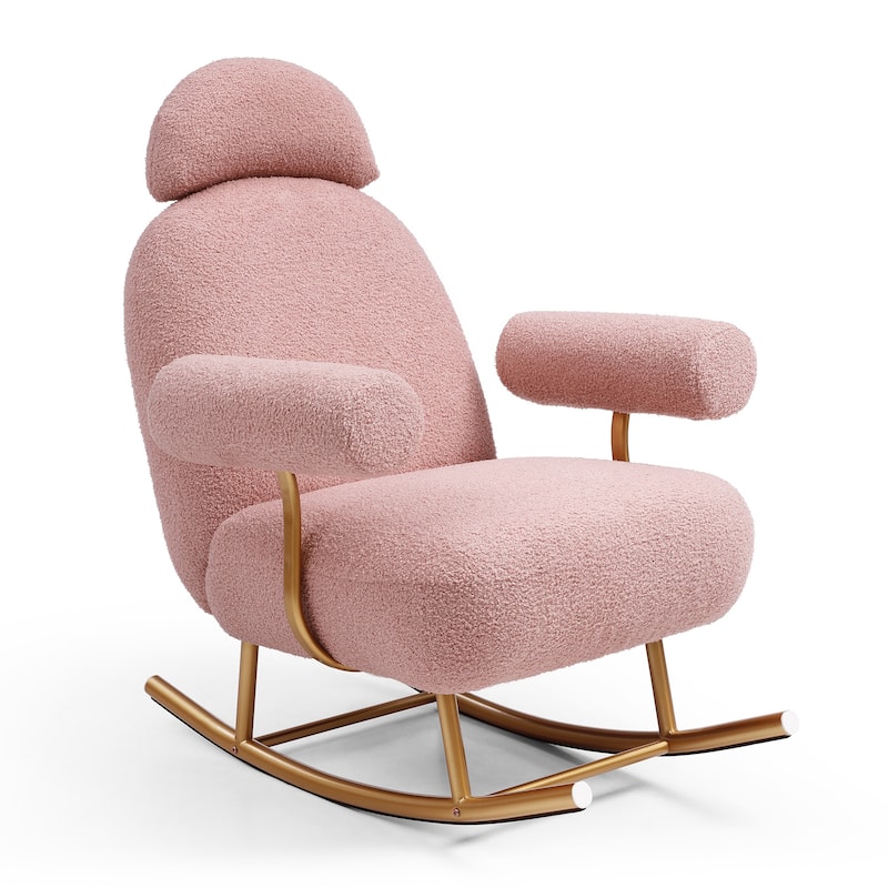 Modern Sherpa Fabric Nursery Rocking Chair