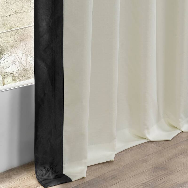 Exclusive Fabrics Fresh Pop Dobby Taffeta Side Bordered Light Filtering Curtains for Bedroom & Living Room Curtains (1 Panel)