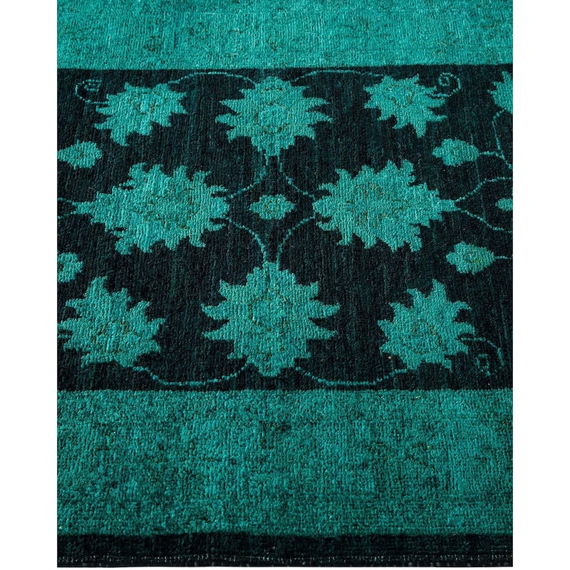 Overton Hand Knotted Wool Vintage Inspired Modern Contemporary Overdyed Black Runner Rug - 2' 8" x 19' 7"