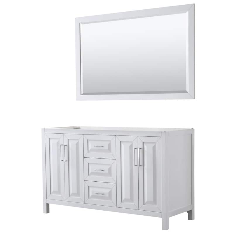 Wyndham Collection Daria 59" Double Free Standing Vanity Cabinet - - White / Polished Chrome Hardware