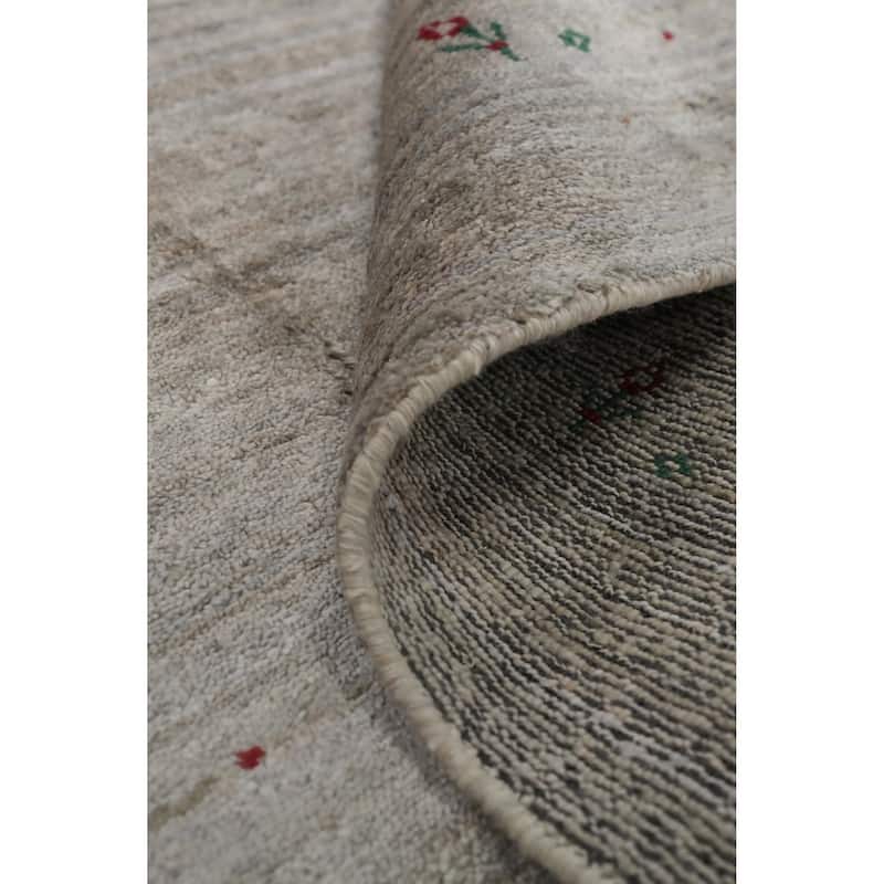 Hand Knotted Oriental Viscose Silk Carpet Tribal Animal Pictorial Beige & Ivories Gabbeh Area Rug - 11' 9'' X 8' 11''