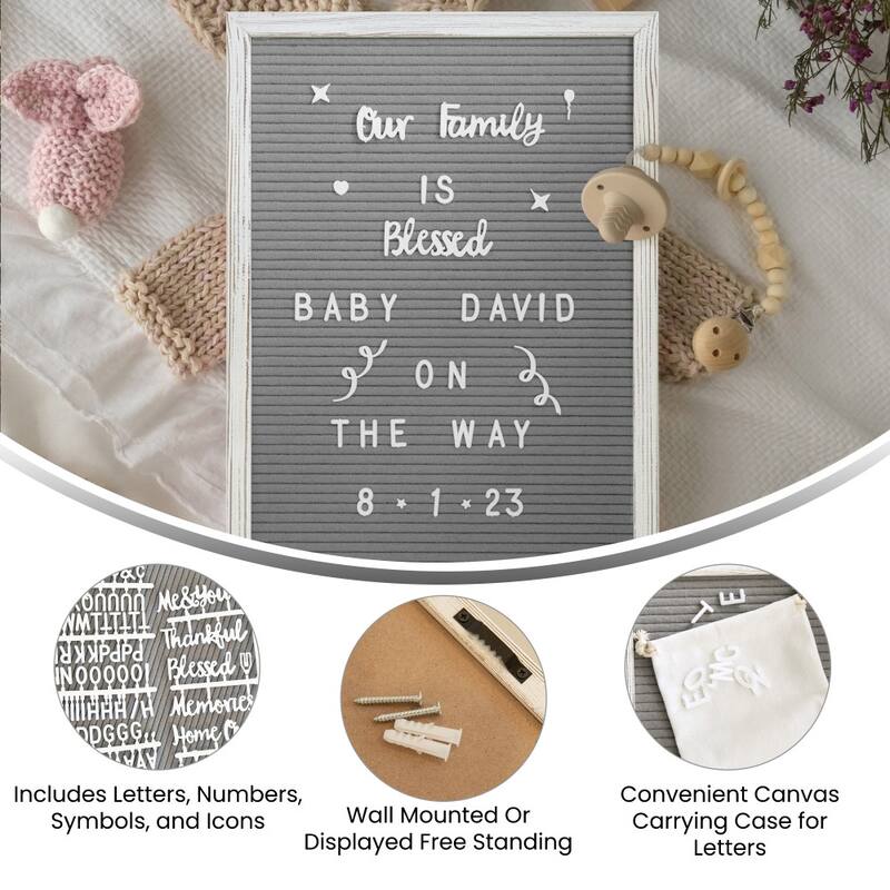 Wood Frame Letter Board with 389 PP Letters and Canvas Carry Bag