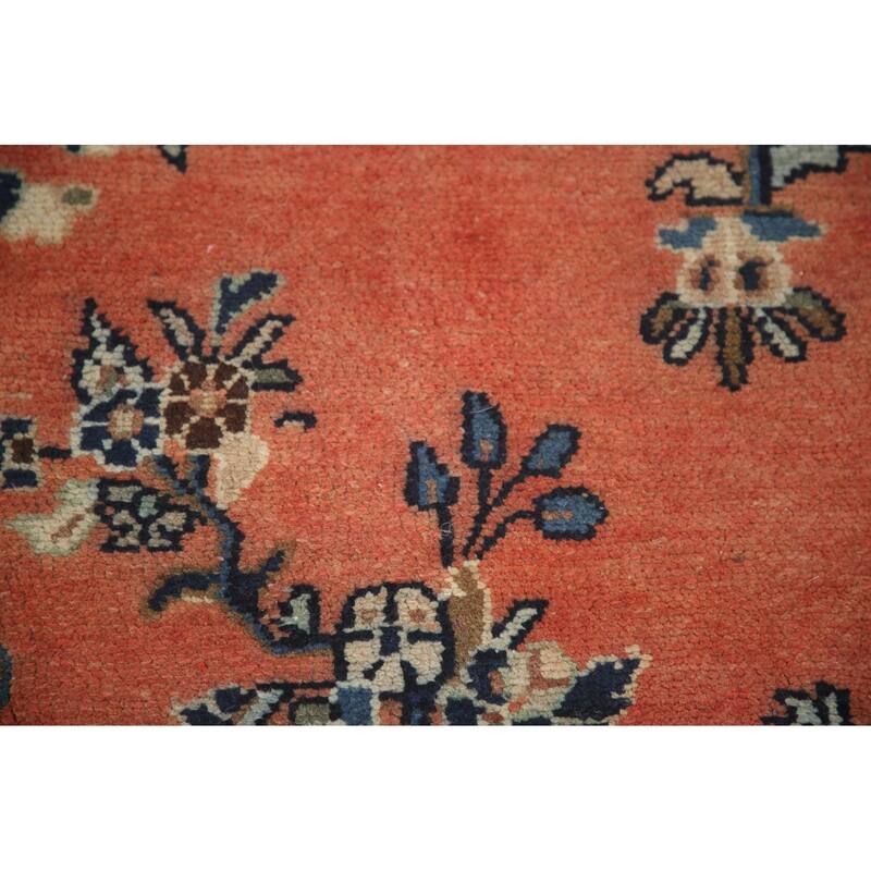 Hand Knotted Oriental 100% Wool Carpet Traditional Floral Coral Hamedan Area Rug - 13' 1'' X 10' 3''