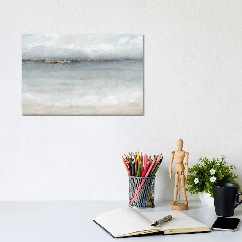 iCanvas "Serene Sea Grey Gold Landscape" by Cynthia Coulter Canvas Print - 8x12x0.75