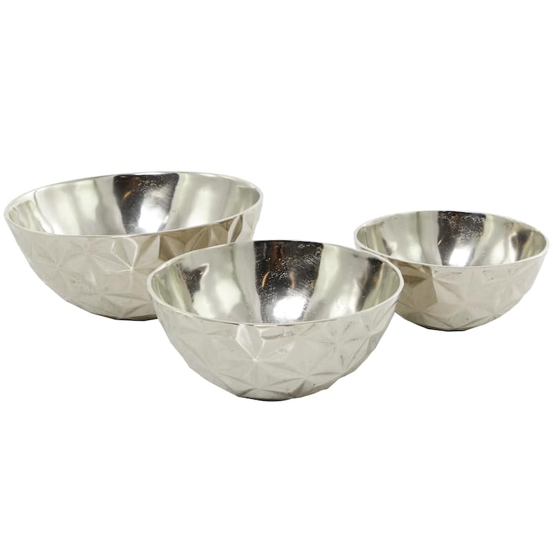Aluminum Faceted Decorative Bowl (Set of 3) - S/3 14", 12", 10"W