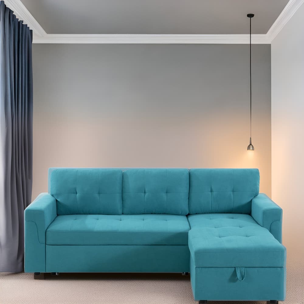 Reversible Sectional Sleeper Sofa with Storage Chaise & Pull-Out Bed