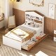 preview thumbnail 2 of 17, House-Shaped Storage Headboard Bed Frame, Wood Platform Bed with 2 Pull-out Storage Drawers, Kids Panel Bed