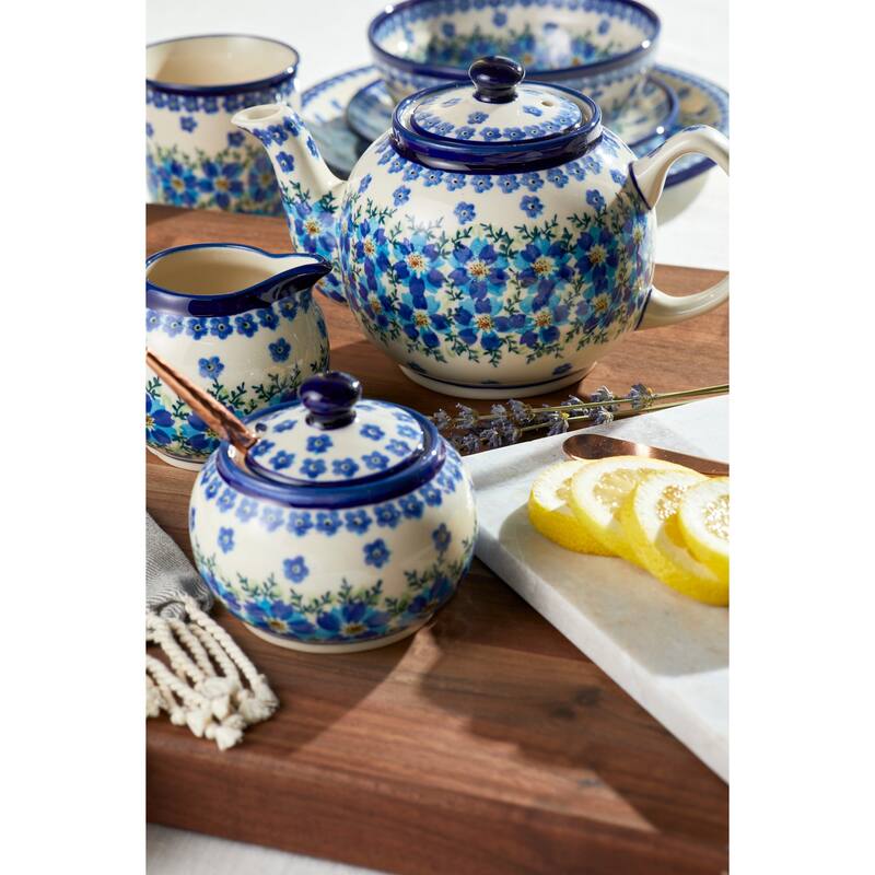Blue Rose Polish Pottery 694-711 Zaklady Cream & Sugar Set