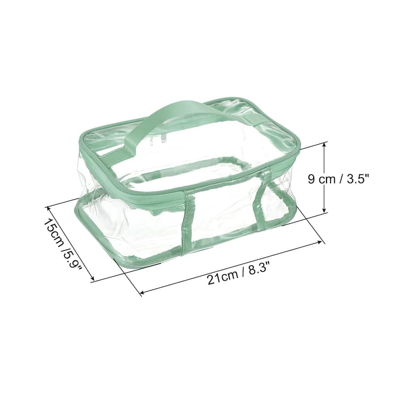 8.3"x5.9"x3.5" Clear PVC Toiletry Makeup Bag with Zipper Handle, Dark Red