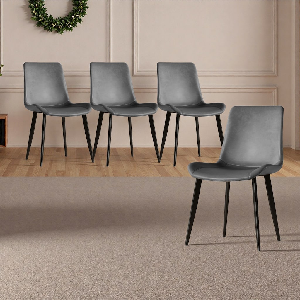 Roomfitters Dining Chairs Set of 4, Modern PU Leather Kitchen Side Chair, Metal Legs