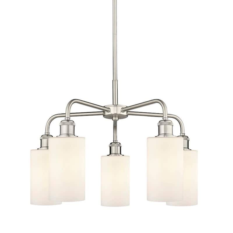 Innovations Lighting 516-5CR-15-22 Clymer Chandelier Clymer 5 Light - Satin Nickel / Matte White