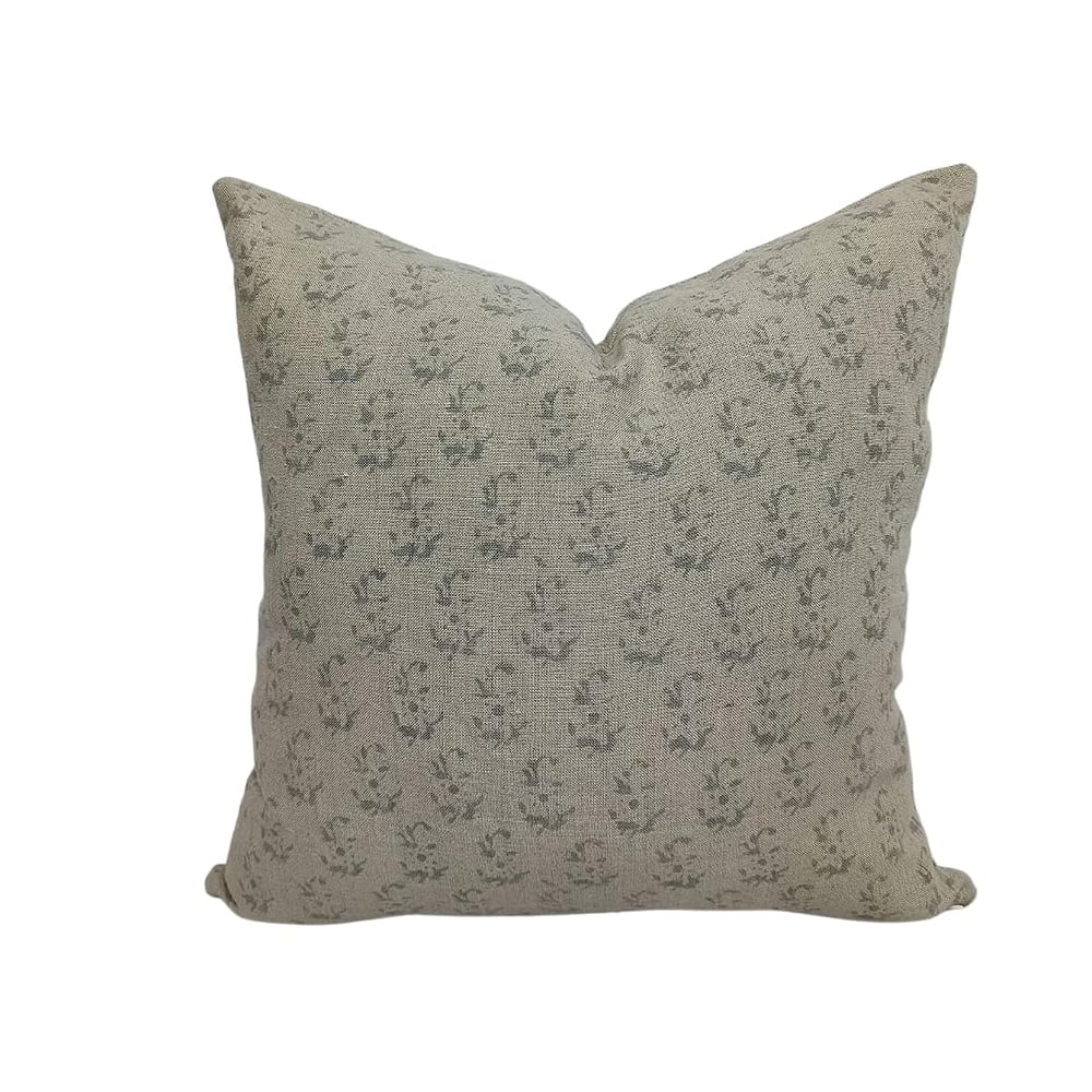Linen Farmhouse Block print pillow Cover - Patjhad