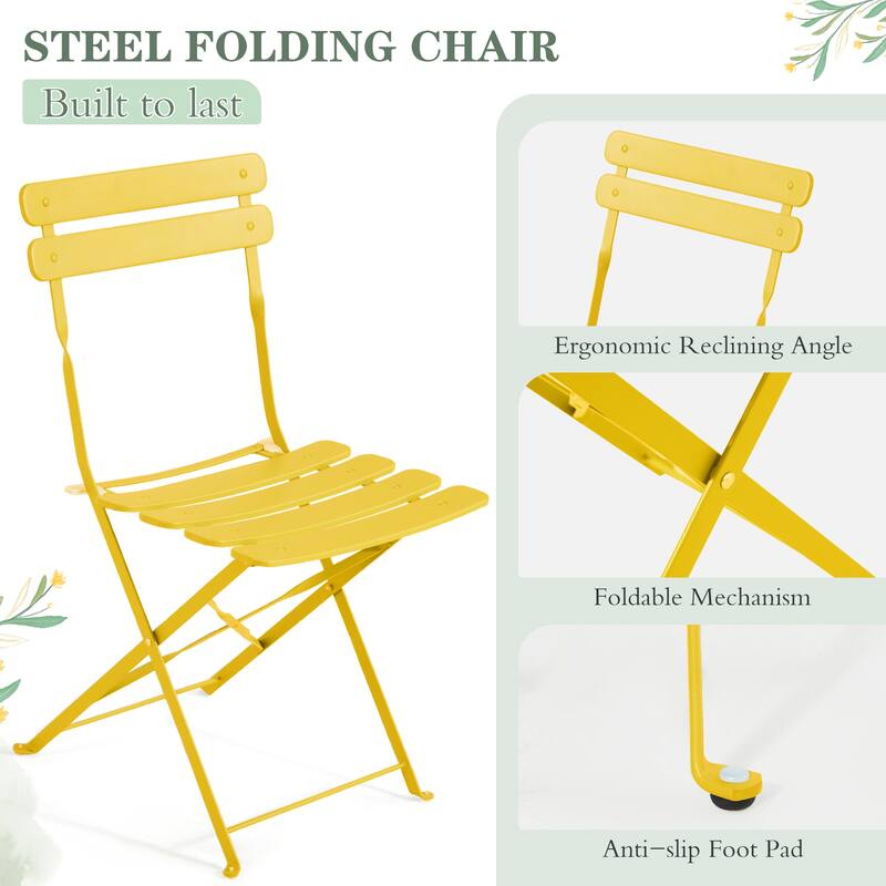 4-Person Foldable Patio Set – Weatherproof Iron Bistro Table & Chairs, Space-Saving, Ergonomic, No-Tools Assembly