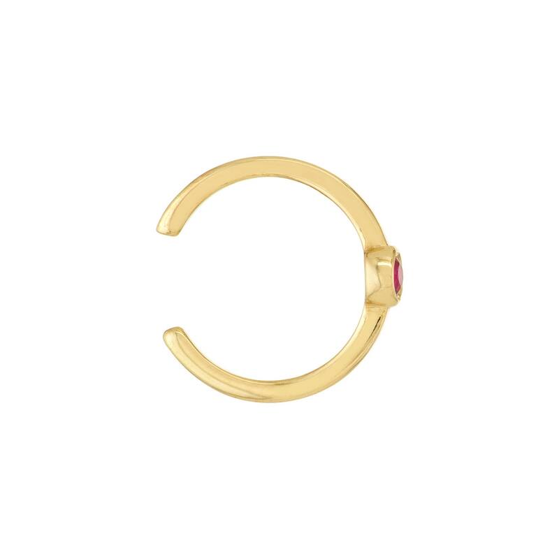 Curata 14k Yellow Gold 2 Genuine Rubies .10tcw Earrings Cuff