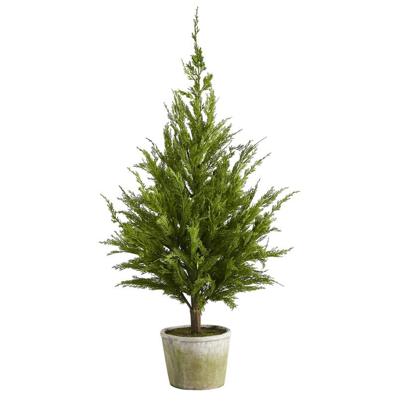 Artificial Christmas Tree with Planter - 3.5ft Holiday Decor Pine Look Tree - Green - 41-50 Inches