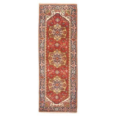 ECARPETGALLERY Hand-knotted Serapi Heritage Dark Red Wool Rug - 2'7 x 7'9