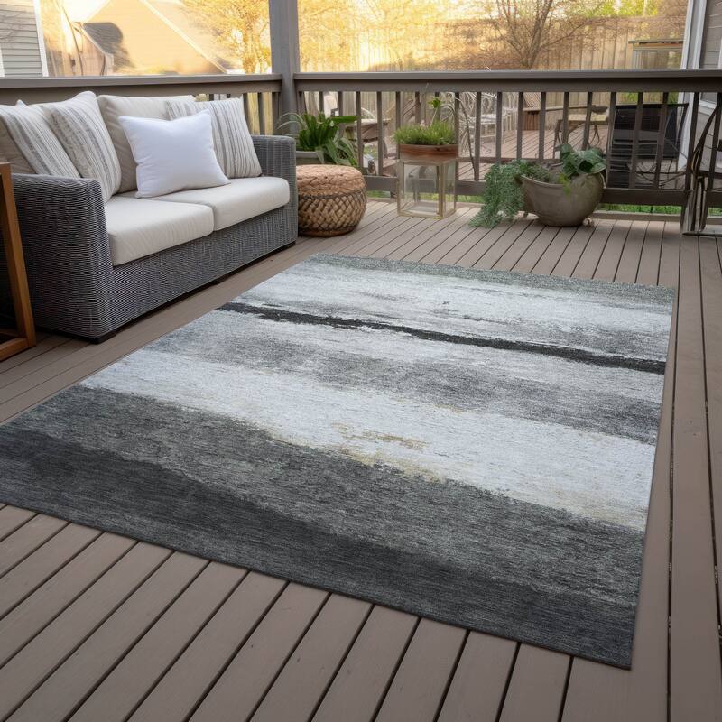 Machine Washable Indoor/Outdoor Watercolor Ombre Chantille Rug