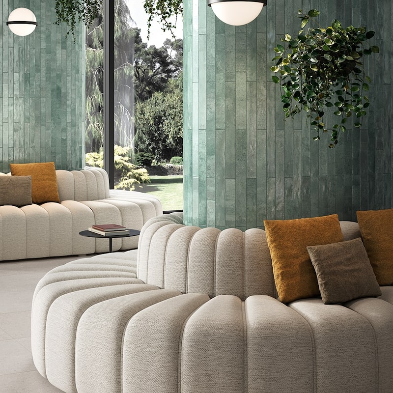 Aria 2x18 Glossy Porcelain Subway Tile - Floor, Wall, Backsplash - Case of 32 (7.42 Sq. ft.) - Jade