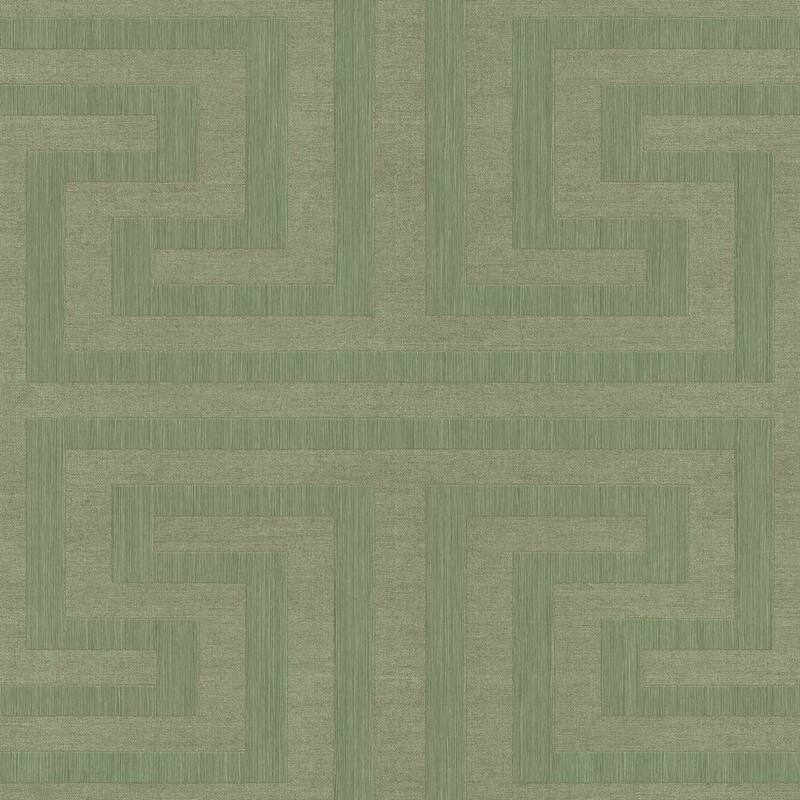 Galerie Wallcoverings Synergy Collection Geometric Maze Matte Finish Vinyl on Non-woven Wallpaper Roll - 33-feet long x 21-inches wide - Green