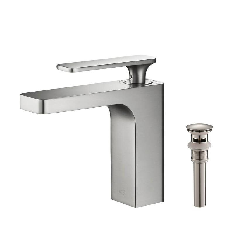 Lead Free Solid Brass Single Handle Bathroom Vanity Sink Faucet with Water Hose - Brushed Nickel W/ Pop Up Drain