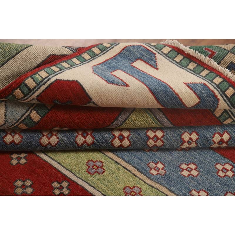 Light Green Kazak Oriental Area Rug Hand-Knotted Wool Carpet - 8'6"x 11'7"