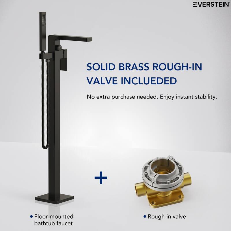 Floor Mount Freestanding Tub Filler with Handshower,Single Handle Bathtub Faucet