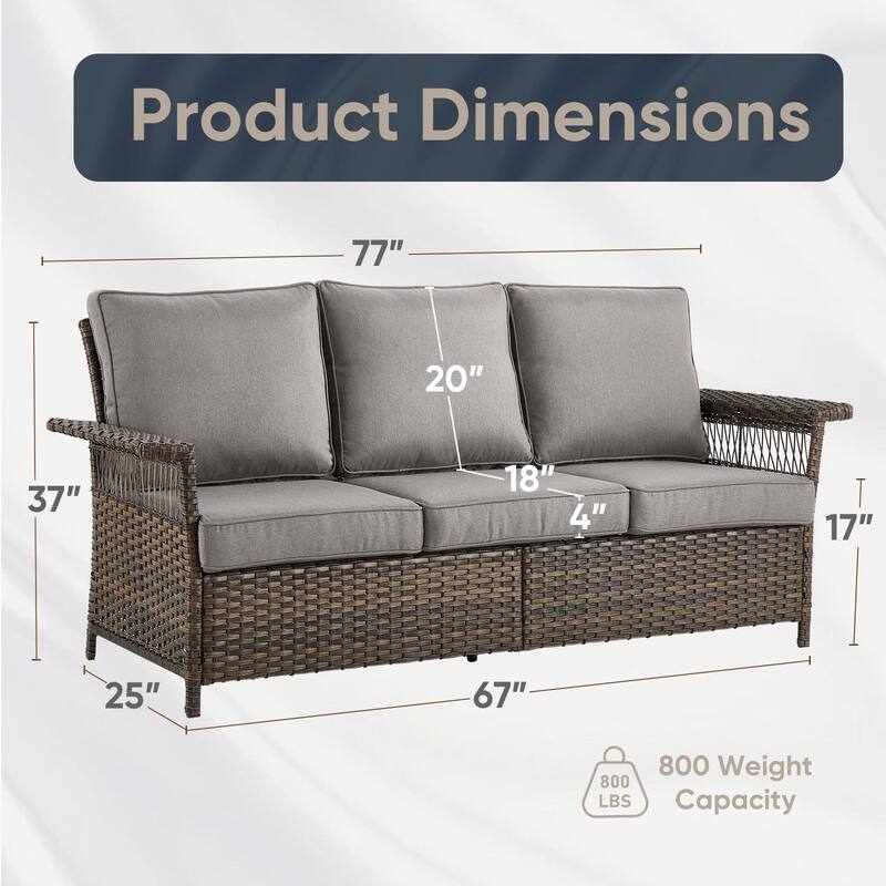 Outdoor Wicker Sofa with Cushions