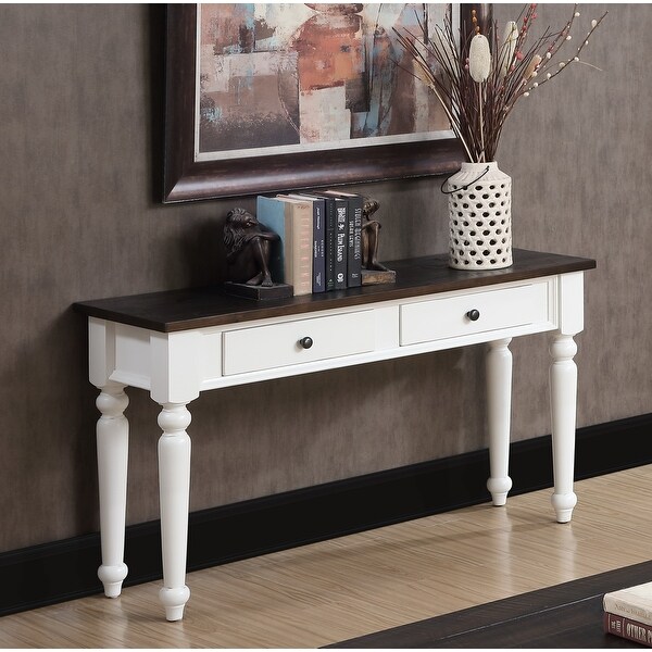 The Gray Barn White and Brown Rustic Plank Top Sofa Table - Overstock ...