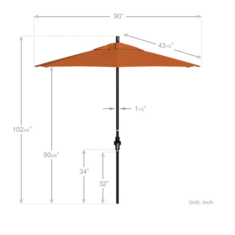 California Umbrella 75' Sun Master Patio Umbrella Bronze Aluminum Pole Fiberglass Ribs Crank Lift Tilt Pacifica