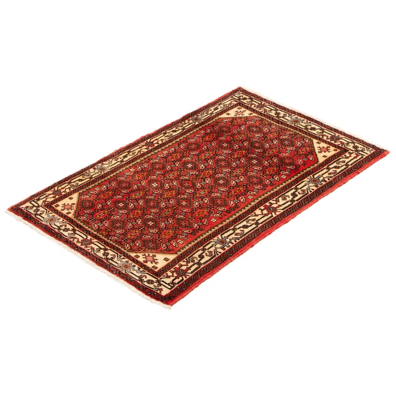 ECARPETGALLERY Hand-knotted Andelz Red Wool Rug - 3'3 x 4'11