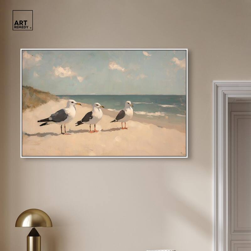 Seagulls at the Beach I Canvas by Art Remedy