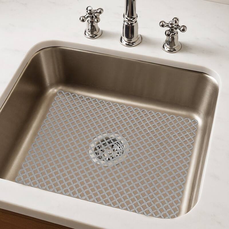 12"x11" - Grey Durable Rubber Non-Slip Fast Draining Kitchen Sink Mat - 12" x 11" - Grey - 12" x 11"