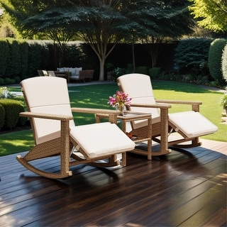 Double Rocker With Table Adjustable Outdoor Wicker Double Rocking Chair with Coffee Table - Bed ...