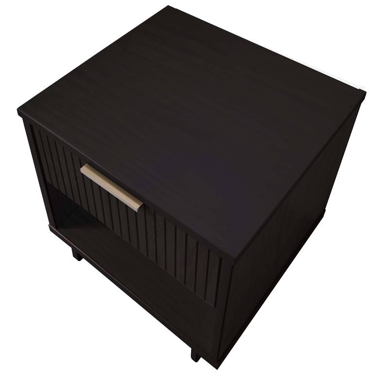 Manhattan Comfort Granville Mid Century Solid Wood 1 Drawer Nightstand Set of 2