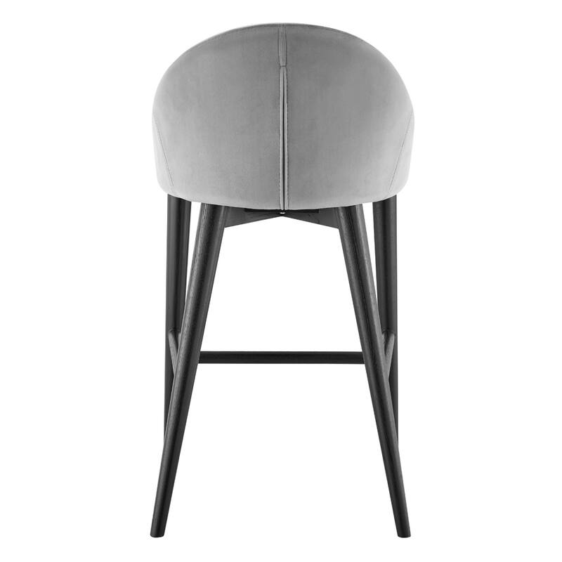26 Inch Velvet Bar Stool Low Back Solid Wood Frame with Footrest - 18.9” x 18.31” x 35.24”