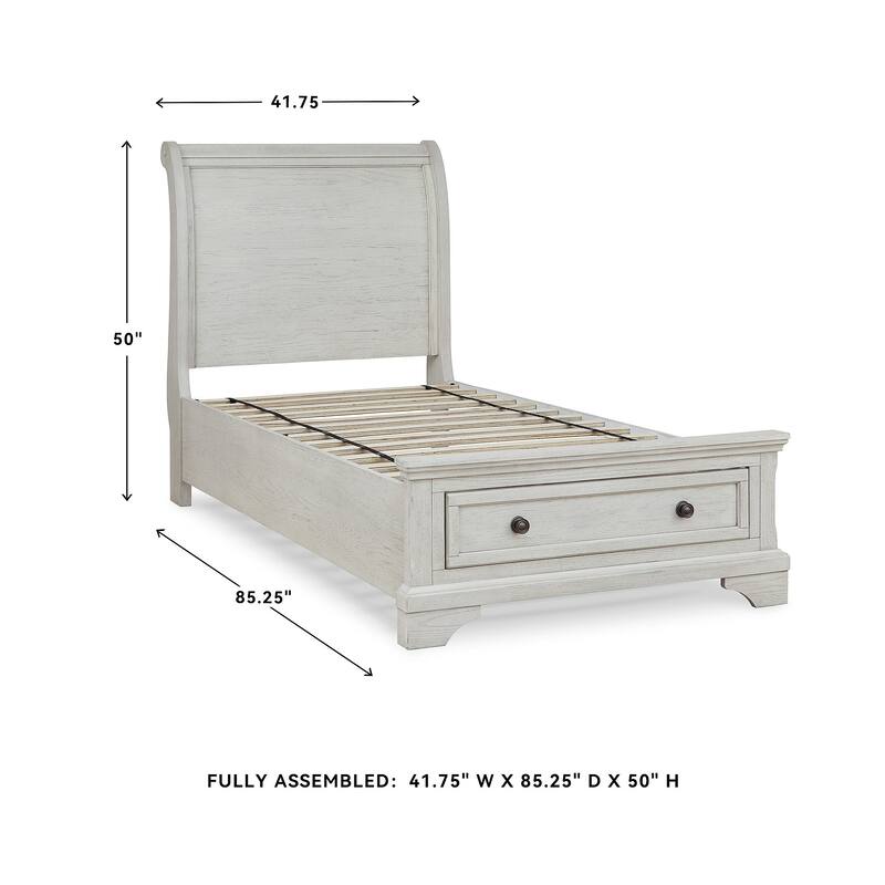 Signature Design by Ashley Robbinsdale Antique White Twin Sleigh Storage Bed