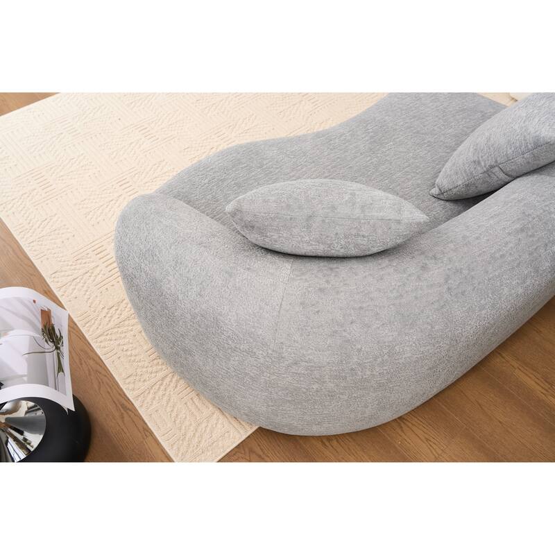 Modular Curved Sectional Sofa, Full Compression 4-Seater Foam Couch, Chenille Boneless Cloud Sofa for Living Room, Bedroom