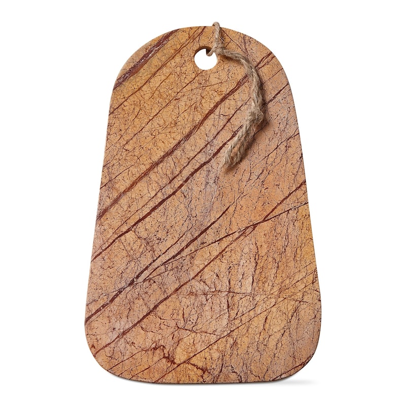 Brown Earth Marble Cutting Board - 12" x 7.5" Serving Board for Cheese & Summer Entertaining - Hand Wash Only