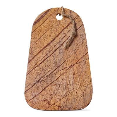 Brown Earth Marble Cutting Board - 12" x 7.5" Serving Board for Cheese & Summer Entertaining - Hand Wash Only