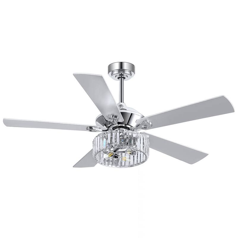 52-inch 5-Blade Chrome Crystal Ceiling fan with Light and Remote