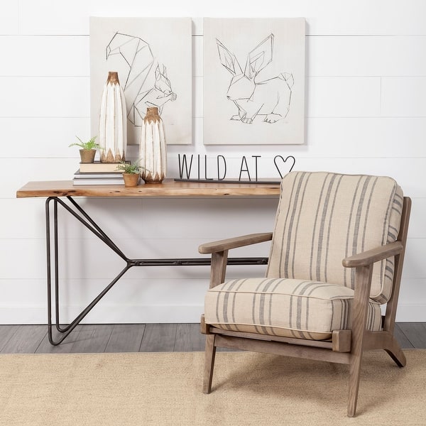 Medium Brown Solid Acacia Wood Console Table With Solid Iron Base. Medium Brown Solid Acacia Wood Console Table With Solid Iron Base.