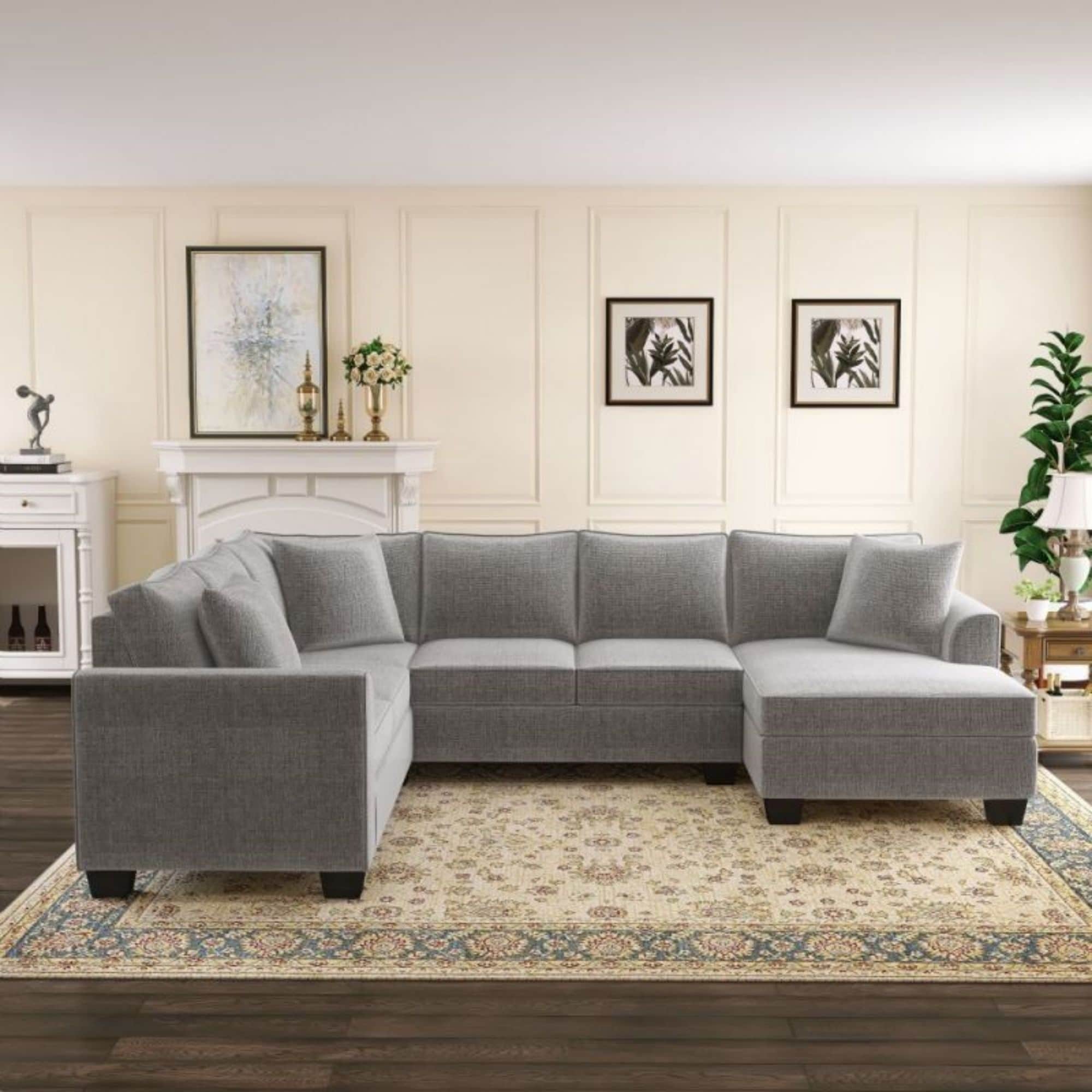 U-shaped Fabric Sectional Sofa & Chaise