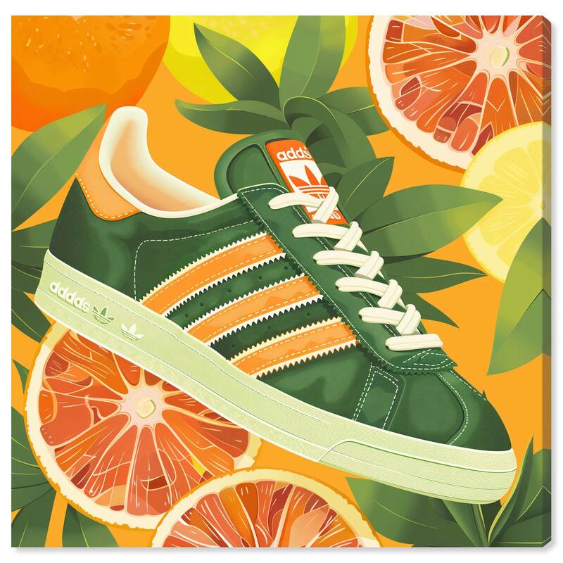 Citrus Sneaker Canvas by Art Remedy, Gallery Wrapped - 16" x 16"