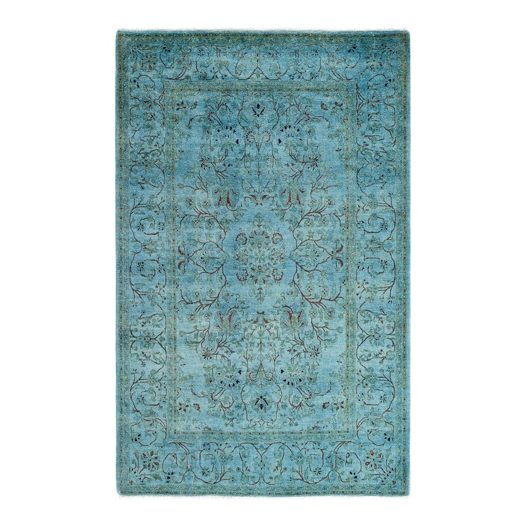 Contemporary Overdyed Wool Hand Knotted Area Rug - 4' 1" x 6' 5"