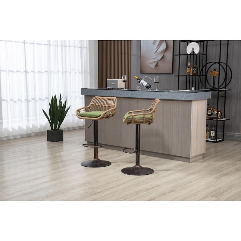 COOLMORE Swivel Bar Stools Set of 2 Adjustable Counter Height Chairs with Footrest for Kitchen, Dining Room 2PC/SET