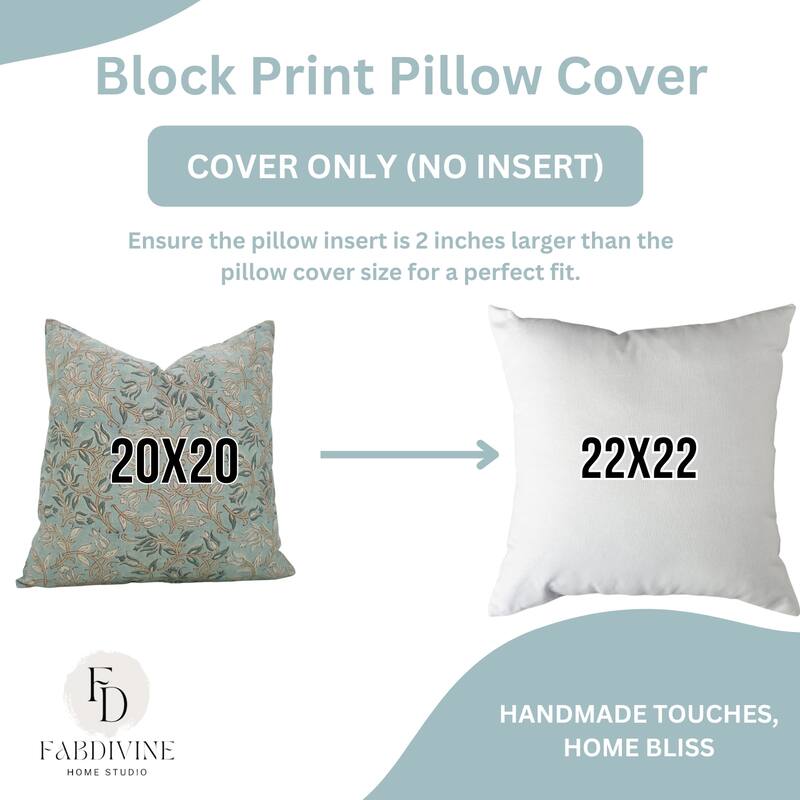 Fabdivine 12x20 Handmade Pure Linen Cushion Cover Floral Mustard Ideal for Sofa, Floral Block Print, Accent Décor, Bagru Buti