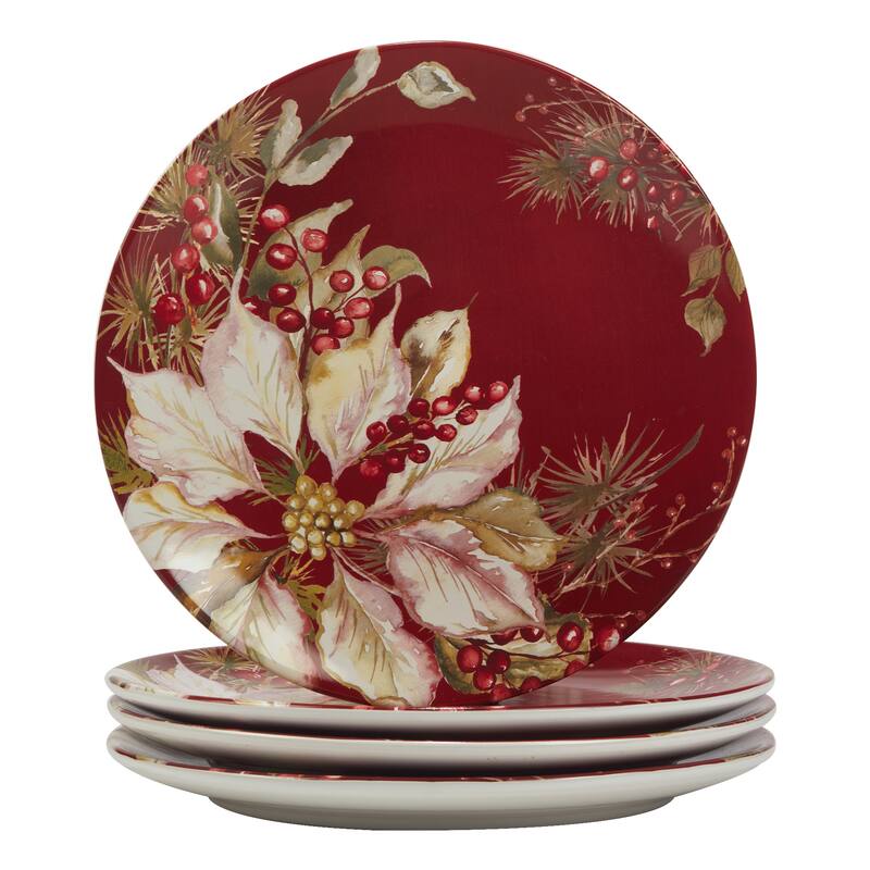 Certified International Winters Joy 11" Dinner Plates, Set of 4 Assorted Designs - 11-inch