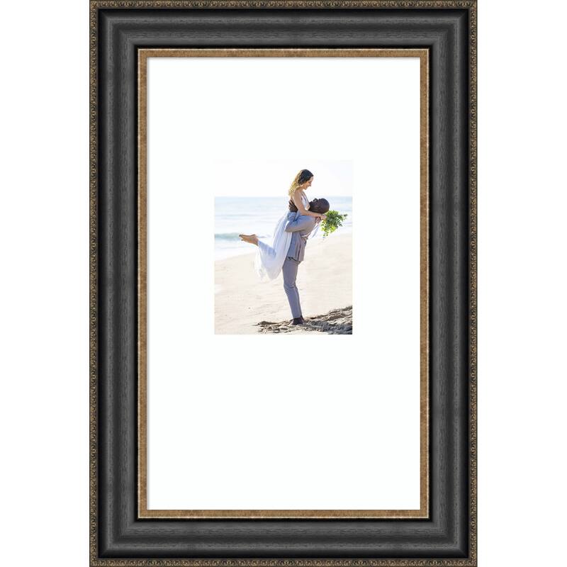 Thomas Black Bronze Framed Picture Frame, Photo Frame - 16x26 Matted White 8x10