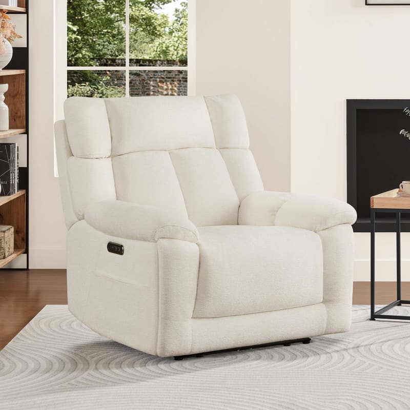 Spruce & Spring Power Lay Flat Nursery Recliner with Bluetooth Speakers and Power Lumbar Support