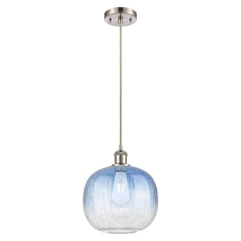 Innovations Lighting Endless Possibilities Ballston - Brookhaven Sphere - 1 Light 11" Cord Hung Mini Pendant - Brushed Satin Nickel/Sapphire Blue